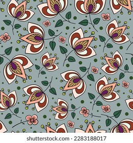 Seamless pattern with beautiful flowers. Vector file for designs.