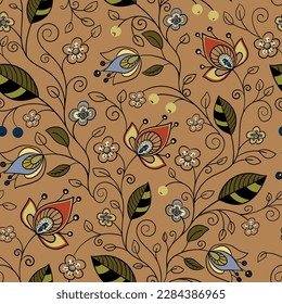 Seamless pattern with beautiful flowers. Vector file for designs.