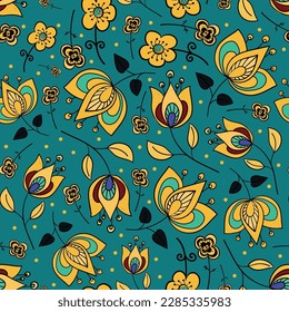 Seamless pattern with beautiful flowers. Vector file for designs.