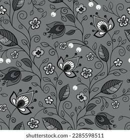 Seamless pattern with beautiful flowers. Vector file for designs.