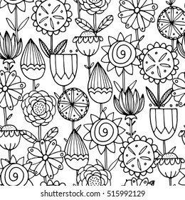 Seamless pattern with beautiful flowers. Vector illustration