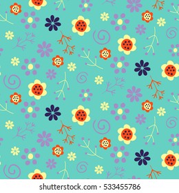 Seamless pattern with beautiful flowers. Vector illustration