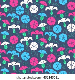 Seamless pattern with beautiful gentle bindweeds. It can be used for greeting cards, birthday cards, wedding invitations, wallpapers, textile, etc. Vector illustration