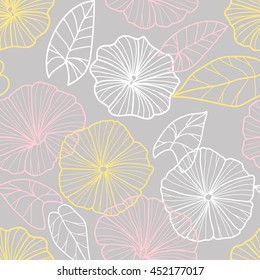 Seamless pattern with beautiful gentle bindweeds. It can be used for greeting cards, birthday cards, wedding invitations, wallpapers, textile, etc. Vector illustration