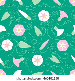 Seamless pattern with beautiful gentle bindweeds. It can be used for greeting cards, birthday cards, wedding inwitations, wallpapers, textile, etc. Vector illustration