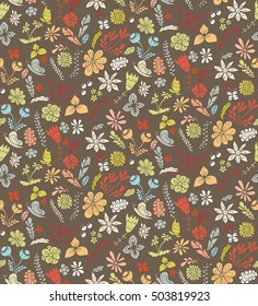 Seamless pattern with beautiful gentle flowers.