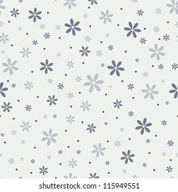 Seamless pattern with beautiful gray flowers. Vector