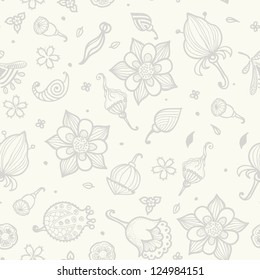 Seamless pattern with beautiful gray flowers. Vector