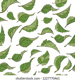 Seamless pattern with beautiful green leaves. Vector
