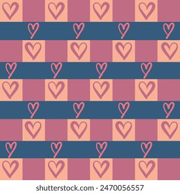 Nahtloses Muster mit wunderschönem handgezeichnetem Herz, niedliches Vektorgrafik-Handzeichnungs-Design für Stoff, Ethnie, Textil, Textur, Wickelpapier, Tapete oder abstrakten Hintergrund.