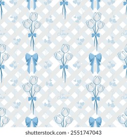 Seamless pattern with Beautiful hand drawn bows, cute vector hand drawing design for fabric, ethnic, textile, texture, wrapping paper, wall paper or abstract background.