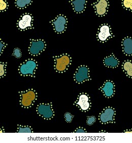 Seamless pattern Beautiful handdrawn seamless with hearts. Black, blue and green. Happy Valentine':s Day. 