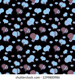 Seamless pattern Beautiful handdrawn seamless with hearts. Vector. Perfect design element for wedding invitation. Happy Valentine':s Day. Blue, violet and black. Festive love background.