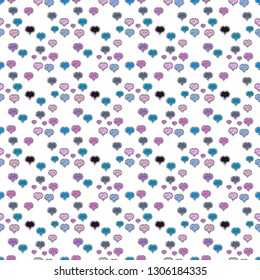 Seamless pattern Beautiful handdrawn seamless with hearts. Happy Valentine':s Day. Festive love background. Blue, white. Perfect design element for wallpaper, textile, wedding invitation. Vector.