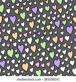 Seamless pattern with beautiful hearts. Can be used for wallpaper, pattern fills, greeting cards, webpage backgrounds, wrapping paper or fabric. Vector illustration. EPS 10.