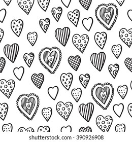 Seamless pattern with beautiful hearts. Can be used for wallpaper, pattern fills, greeting cards, webpage backgrounds, wrapping paper or fabric. Vector illustration. EPS 10.