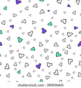 Seamless pattern with beautiful hearts. Can be used for wallpaper, pattern fills, greeting cards, webpage backgrounds, wrapping paper or fabric. Vector illustration. EPS 10.