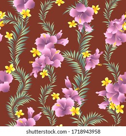 Seamless pattern of beautiful Hibiscus, 