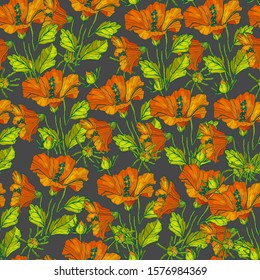 Seamless pattern with beautiful hibiscus flowers. Festive floral background for your season design. beautiful flowers.