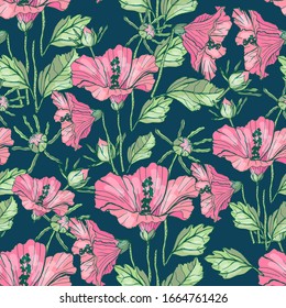 Seamless pattern with beautiful hibiscus flowers. Festive floral background for your season design. beautiful flowers.