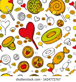 Seamless pattern. Beautiful juicy lollipops.