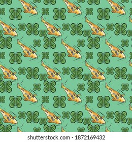 seamless pattern of beautiful koi fish design with soft colors