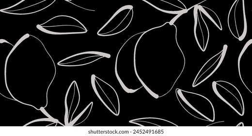 Patrón sin fisuras hermosas frutas de limón y hojas de Vector. Patrón floral.
