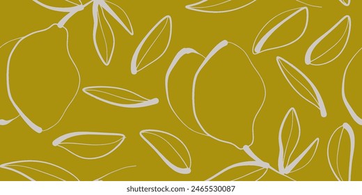 Seamless pattern beautiful lemon fruits and leaves vector. Floral pattern.
