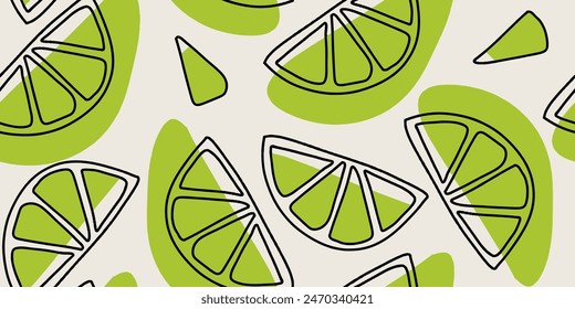 Seamless pattern beautiful lemon fruits and abstract forms
