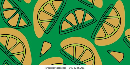 Seamless pattern beautiful lemon fruits and abstract forms
