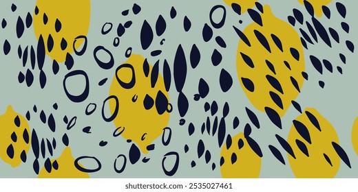 Padrão sem emenda belos frutos de limão e formas abstratas
