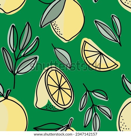 Seamless pattern beautiful lemon fruits and leaves vector
