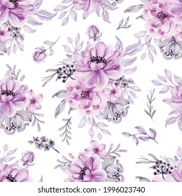 Seamless Pattern Beautiful Lilac Flower And Leaves