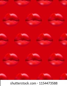 Seamless pattern beautiful lips, banner kiss, wrapping paper for valentines day, vector wallpaper