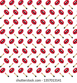 Seamless pattern with beautiful lips and lipstick