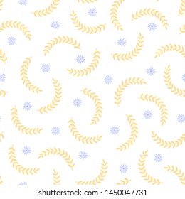 Seamless pattern of beautiful little flowers and plants,