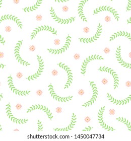 Seamless pattern of beautiful little flowers and plants,