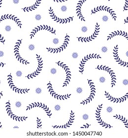 Seamless pattern of beautiful little flowers and plants,