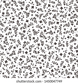 Seamless pattern of beautiful little flowers and plants,