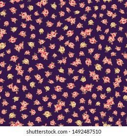 Seamless pattern of beautiful little flowers and plants,