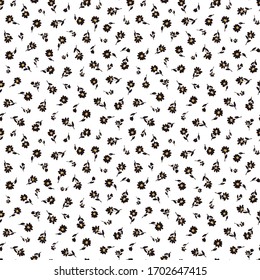 Seamless pattern of beautiful little flowers and plants,