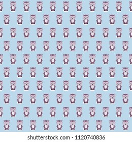 Seamless pattern, beautiful little owl beige of color