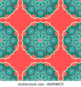 Seamless pattern with beautiful Mandalas. Vector illustration