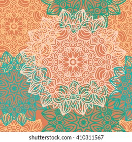Seamless pattern with beautiful Mandalas. Vector illustration