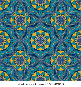 Seamless pattern with beautiful Mandalas. Vector illustration