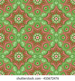 Seamless pattern with beautiful Mandalas. Vector illustration