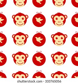 seamless pattern of beautiful monkeys on a light background