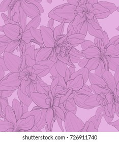 seamless pattern with beautiful narcissus flowers 