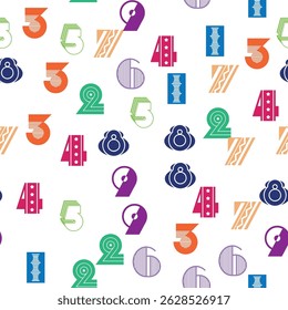 Seamless pattern with beautiful numbers. Algebra and geometry, calculations.