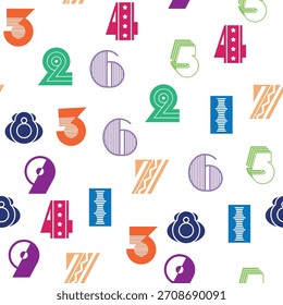 Seamless pattern with beautiful numbers. Algebra and geometry, calculations.
